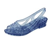 Sandalias transparentes de gelatina para mujer, tacón de cuña bajo, puntera abierta, zapatos de verano para mujer, sandalias de playa retro transparentes con tira trasera, calzado casual, Blue, 38.5