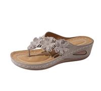 Sandalias veraniegas de plataforma con cuello en V abierto para el día a día, sandalias de plataforma para mujer, diseño de color arena, comodidad moderna, gris, 42 EU