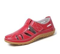 Sandalias veraniegas femeninas con agujeros gruesa tacón grande punta abierta informales ligeras transpirables confortables de uso cotidiano ideales para vacaciones modernas (Red, 41)