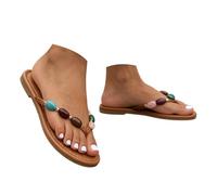 Sandalias Verano Mujer tanga para mujer, ligeras, decorativas y con suela fina. (Brown, 38)