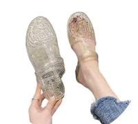 Sandalias versátiles mujer anillo cristal dedo, gelatina para piscina, caladas verano dos formas, cómodas.