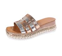 Sandalias Vestir Mujer Verano Chanclas Para Zapatillas de Mujer Para Primavera Verano Y Otoño Con Una Sola Palabra Con de Pez Uso Exterior Sandalias Tacon (Rose Gold 41)