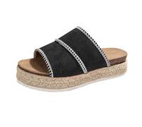 Sandalias Vestir Mujer Verano Chinelos Mulheres Zapatillas de Mujer Para Primavera Verano Y Otoño Con Una Sola Palabra Con de Pez Para Uso Exterior Sandalias Planas Negras Chanclas (Black 42)