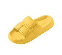 Sandalias Vestir Mujer Verano Zapatos Playa Pantuflas de Pareja Para Damas Pantuflas de Baño Casa Plisadas Con Plana Sandalias Negras Mujer Chanclas Ortopedicas (Yellow 40-41)