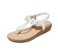 Sandalias Zapatos Planos Bohemios para Mujer Cadena De Perlas En Forma De T Zapatos Cómodos Informales para Mujer Sandalias para Mujer