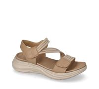 Valleverde 57100 Sandalias deportivas para mujer de piel sintética con tacón de cuña de 3 cm, suela de goma, beige, 37 EU