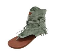 Sandals Ladies Sandals Ladies Boots Casual Tassel Fashion Summer Women Shoes Ladies Sandals (Color : Light Green Size : 6) (Light Green 12)