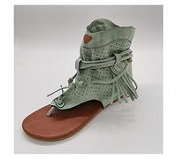 Sandals Ladies Sandals Ladies Boots Casual Tassel Fashion Summer Women Shoes Ladies Sandals (Color : Light Green Size : 6) (Light Green 4)