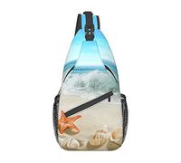 Sandbeach Shell Starfish Sunflower Sling Bag, Mochila de Hombro Paquete de Pecho Causal Crossbody Daypack para Mujeres Hombres Senderismo Viajes