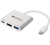 Sandberg 136-00 - adaptador usb-c mini dock hdmi y usb, aluminio