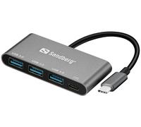 Sandberg 136-03 - adaptador usb-c a 3 x usb 3.0 conversor, aluminio