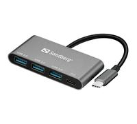 Sandberg 136-03 - Adaptador USB-C a 3 x USB 3.0 Conversor, Aluminio