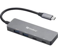 Sandberg 136-50 hub de interfaz usb tipo c 5000 mbit/s gris
