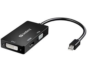 Sandberg Mini DP HDMI+DVI+VGA - Adaptador de Cable, Color Negro