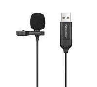 Sandberg Streamer - Micrófono de Clip USB | Micrófono omnidireccional de Solapa Lavalier para computadora portátil | USB-A | Plug & Play | para transmisión en línea, reuniones en línea, Juegos,
