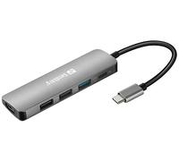 Sandberg Dock USB-C 136-32 – HDMI, 3 puertos USB, PD 100W, 4K Ultra HD, gris