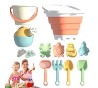 Sandbox Toys, Sand Castle Building Set, Interactive Beach Play Tools with Bucket 25x25cm, Shovels, Kids Outdoor and Indoor Playset for Lawn, Camping, Pool