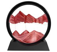 SANDCLE Pintura de Arena que Fluye, Imagen de Arena en Movimiento, Paisaje Arena Sobre Vidrio Redondo, Líquido Dinámico de Arena 3D Decoración Arte para Oficina Hogar (Rojo, 12")