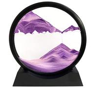 SANDCLE Pintura de Arena que Fluye, Imagen de Arena en Movimiento, Paisaje Arena Sobre Vidrio Redondo, Líquido Dinámico de Arena 3D Decoración Arte para Oficina Hogar (Morado, 7")