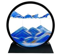 SANDCLE Pintura de Arena que Fluye, Imagen de Arena en Movimiento, Paisaje Arena Sobre Vidrio Redondo, Líquido Dinámico de Arena 3D Decoración Arte para Oficina Hogar (Azul, 12")