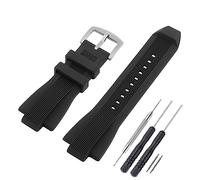SANDEIN Correa de reloj compatible con Michael Kors, correa de muñeca de repuesto de goma de silicona suave para Michael MK8152 MK8356, negro (negro + hebilla plateada)
