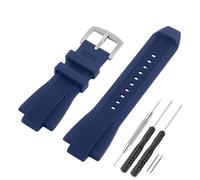 SANDEIN Correa de reloj compatible con Michael Kors, correa de muñeca de repuesto de goma de silicona suave para Michael MK8152 MK8356, negro (azul + hebilla plateada)