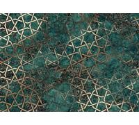 Sanders & Sanders fotomural geométrico azul petroleo y oro 350 x 250 cm