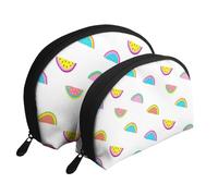 Sandía de Colores Divertidos, Bolsa de Maquillaje de Concha, Monedero pequeño para Mujer, Bolsa de artículos de tocador, Bolsa de cosméticos, 2 Piezas