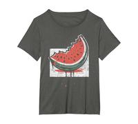 Sandía, diseñadores Amantes de la Paz Esto no es una sandía Camiseta, Mujer Tallas Grandes, Asfalto, 1XL Grande