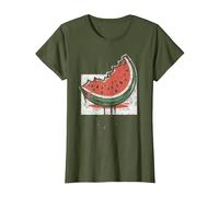 Sandía, diseñadores Amantes de la Paz Esto no es una sandía Camiseta, Mujer, Verde Oliva, XL