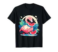 Sandía Flamingo Ave Obra De Arte Colorido Sandías Fruta Camiseta