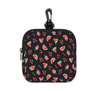 Sandías Cerezas Negras,Bolsa de Almacenamiento Cuadrada con Cremallera, Monedero de Neopreno, Carteras pequeñas, Monedero pequeño, Monedero