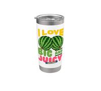 Sandías I Love Big Juicy Melons I Vegan Garden Nature Vaso térmico de acero inoxidable de doble pared