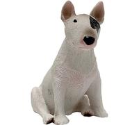 Sandicast Escultura de Bull Terrier Blanco de tamaño pequeño, Sentado, S