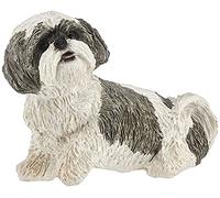 Sandicast Mid Size Silver and White Shih Tzu Sculpture, Sitting (MS16405) Escultura, Resina, Blanco, Talla Mediana