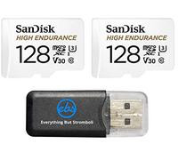 SanDisk 128GB High Endurance MicroSDXC Memory Card (2 Pack) for Garmin Dash Cam 57, 67W, Mini 2, 47 Series (SDSQQNR-128G-GN6IA) Class 10 Bundle with (1) Everything But Stromboli MicroSD Card Reader