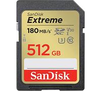SanDisk 512 GB Extreme tarjeta de memoria SDXC + RescuePRO Deluxe, hasta 180 MB/s, UHS-I, Class 10, U3 y V30