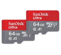 SanDisk 64 GB Ultra microSDX con adaptador SD, hasta 140 MB/S, Rendimiento de apps A1, UHS-1 Clase 10 U1 - Twin Pack