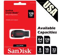 SanDisk 8GB 16GB 32GB 64GB 128GB Cruzer Blade Flash Disco Memoria Stick USB Lote