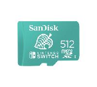 SANDISK AND NINTENDO COBRANDED MICROSDXC, 512GB, V30, U3, C10, A1, UHS-1, 100MB/S R, 90MB/S W, 4X6, LIFETIME LIMITED SDSQXAO-512G-GNCZN