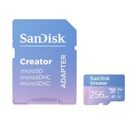 SanDisk Creator Tarjeta microSDXC UHS-I 256 GB con Adaptador (para Smartphone, Cámaras y Drones, 4K, 5.3K, A2, C10, V30, U3, Velocidades hasta 190 MB/s, 3 meses a Adobe Lightroom incluida)