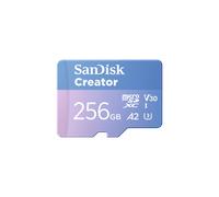 SanDisk Creator Tarjeta microSDXC UHS-I 256 GB con Adaptador (para Smartphone, Cámaras y Drones, 4K, 5.3K, A2, C10, V30, U3, Velocidades hasta 190 MB/s, 3 meses a Adobe Lightroom incluida)