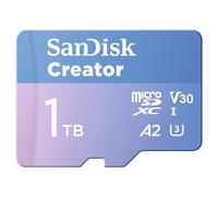 SanDisk Creator Tarjeta microSDXC UHS-I 1 TB con Adaptador (para Smartphone, Cámaras y Drones, 4K, 5.3K, A2, C10, V30, U3, Velocidades hasta 190 MB/s, 3 meses a Adobe Lightroom incluida)