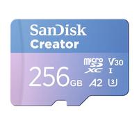 SanDisk Creator Tarjeta microSDXC UHS-I 256 GB con Adaptador (para Smartphone, Cámaras y Drones, 4K, 5.3K, A2, C10, V30, U3, Velocidades hasta 190 MB/s, 3 meses a Adobe Lightroom incluida)