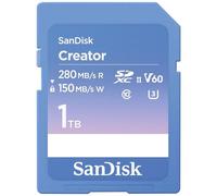 SanDisk Creator Tarjeta SD UHS-II 1 TB (para DSLR y Mirrorless-Cámaras, 6K Video, V60, UHS-II, Velocidades hasta 280 MB/s, datos RescuePRO Deluxe, Un mes a Adobe Creative Cloud)