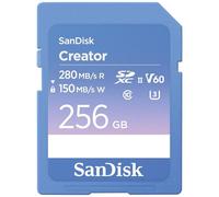 SanDisk Creator Tarjeta SD UHS-II 256 GB (para DSLR y Mirrorless-Cámaras, 6K Video, V60, UHS-II, Velocidades hasta 280 MB/s, RescuePRO Deluxe, Un mes a Adobe Creative Cloud)
