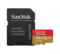 SanDisk Extreme 128 GB microSDXC Memory Card + SD Adapter with A2 App Performance + Rescue Pro Deluxe, Up to 160 MB/s, Class 10, UHS-I, U3, V30, Red/Gold