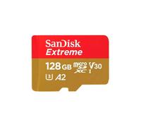 SANDISK EXTREME MICROSDXC 128GB + SD ADAPTER + 1 YR RESCUEPRO DELUXE UP TO 190MB/S & 90MB/S READ/WRITE SPEEDS A2 C10 V30 UHS-I SDSQXAA-128G-GN6MA