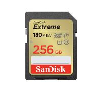 SANDISK EXTREME 256GB SDXC MEMORY CARD + 1 YEAR RESCUEPRO DELUXE UP TO 180MB/S & 130MB/S READ/WRITE SPEEDS, UHS-I, CLASS 10, U3, V30 SDSDXVV-256G-GNCIN
