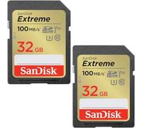 SanDisk Extreme 32 GB tarjetas SDHC (paquete de 2) + RescuePRO Deluxe, hasta 100 MB/s, UHS-I, Clase 10, U3, V30